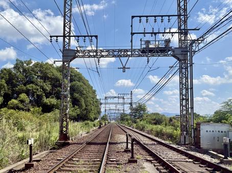 郊外の線路 郊外の線路 線路,鉄道,ローカル線の写真素材