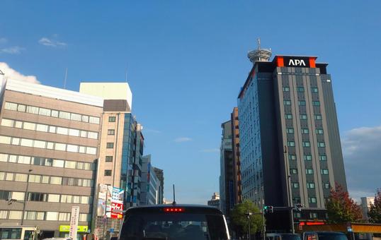 ホテル、ビル、青空 ビル,ホテル,青空の写真素材
