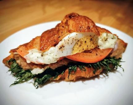 クロワッサンサンド サンドイッチ,クロワッサン,ベーカリーの写真素材