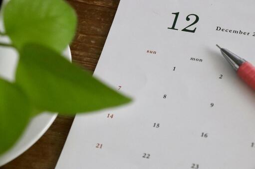 カレンダーとペン １２月イメージ 12月,12,１２月の写真素材