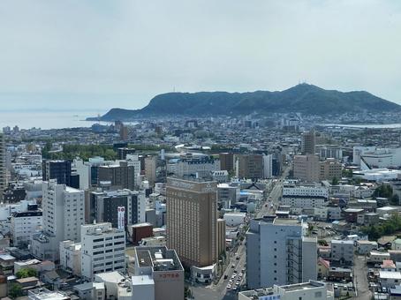 Photo, mountain, to look down, townscape, 