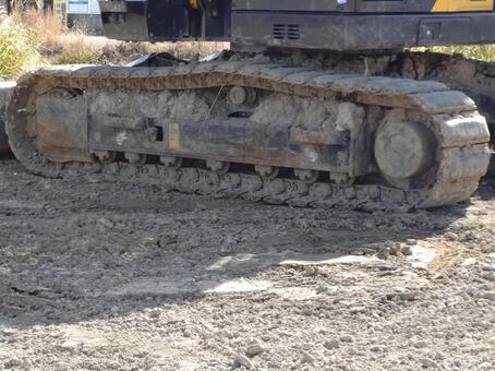 シャベルカーのキャタピラ キャタピラ,重機,ショベルカーの写真素材