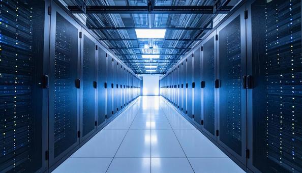 未来的なデザインのデータセンター内部 未来的なデザインのデータセンター内部の写真