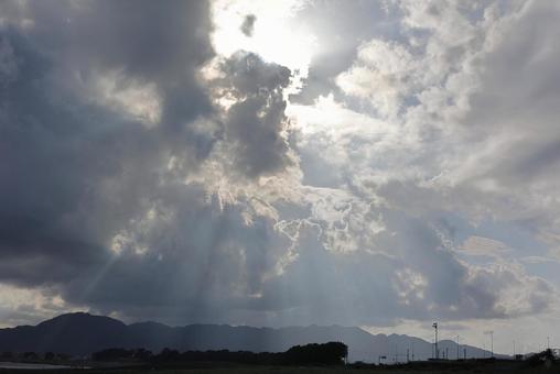 天使の梯子 空,自然,風景の写真素材