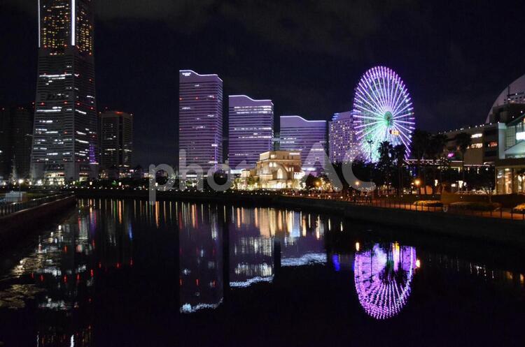 横浜の夜景 横浜,夜景,コスモワールドの写真素材