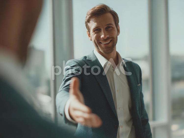 外国人男性と挨拶ビジネスシーン 外国人,男性,挨拶の写真素材