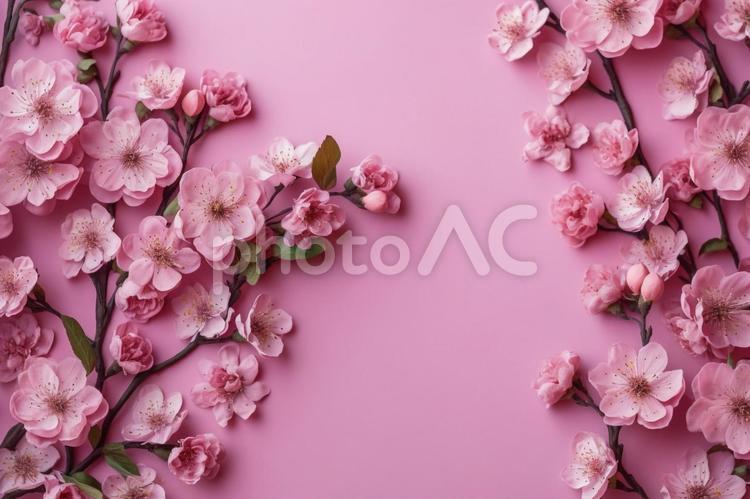 ピンクの桜と背景 ピンク,桜,満開の写真素材