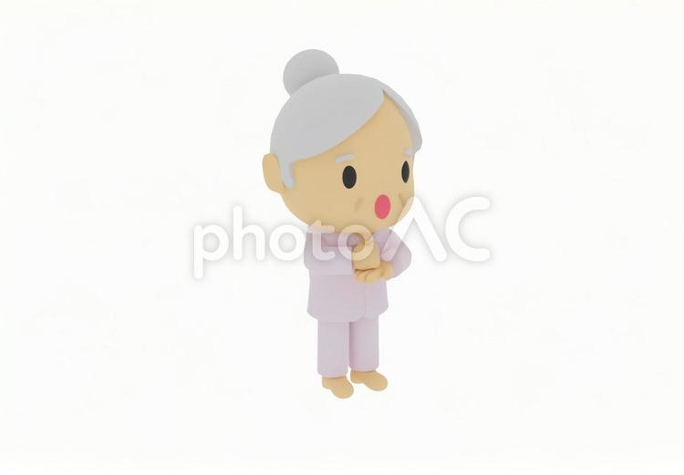 手を打ちなるほどと納得するパジャマ患者 介護,入院,病気の写真素材
