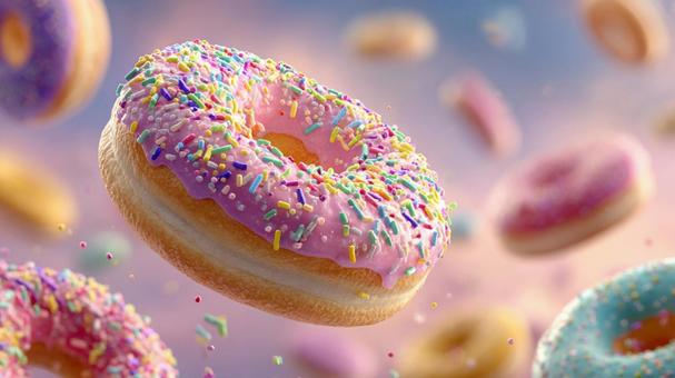 幸せになる、ポップでカラフルなドーナツの写真