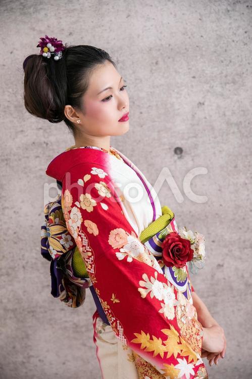 振袖を着た女性　kimono 成人式,着物,和装の写真素材