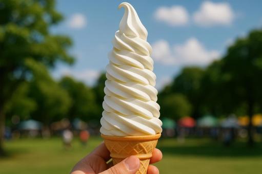 そびえ立つような大盛りソフトクリーム そびえ立つような大盛りソフトクリームの写真
