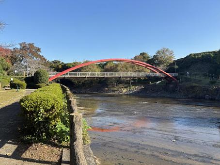 朝の嬉野轟の滝公園 秋,秋空,景色の写真素材