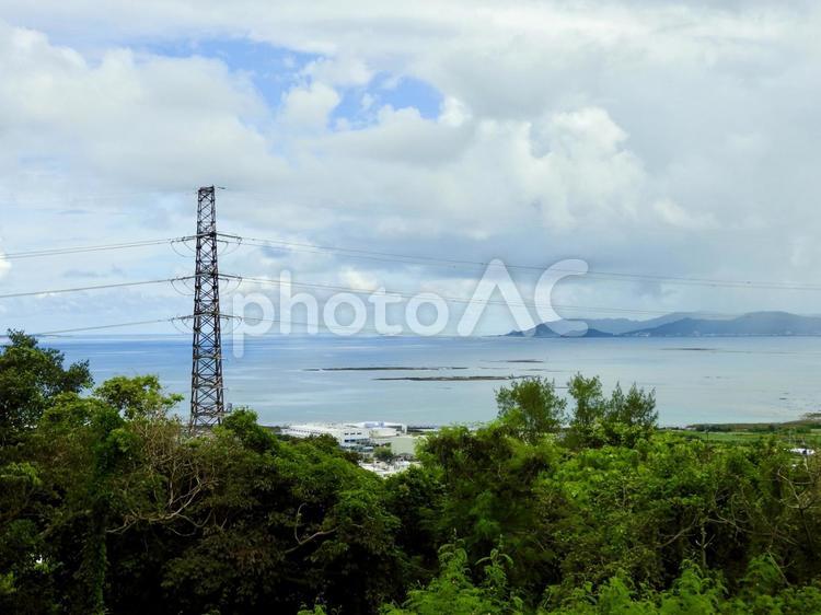 沖縄中城村から知念半島を望む 津覇海岸,屋宜湊,屋宜の写真素材