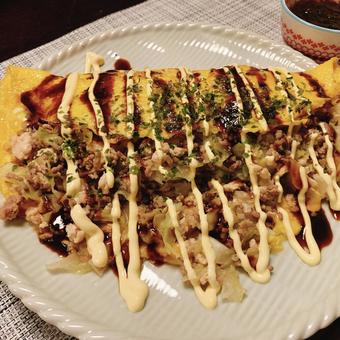とん平焼き とん平焼き,オムレツ風,お好み焼きの写真素材