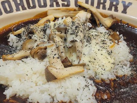 カレー カレーライス,きのこ,チーズの写真素材