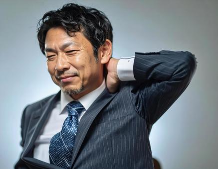 寝違えて首痛に苦しむ男性の写真