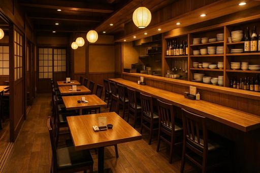 居酒屋の店内風景・飲食店内装・提灯照明 居酒屋の店内風景・飲食店内装・提灯照明の写真