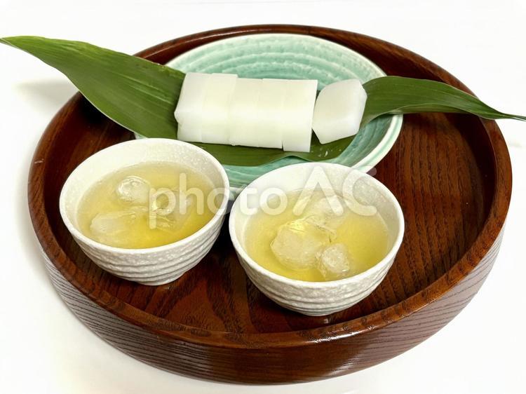 ういろうとお茶 ういろう,白,おやつの写真素材