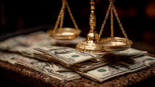 成功への計量:お金と天秤 成功への計量:お金と天秤の写真