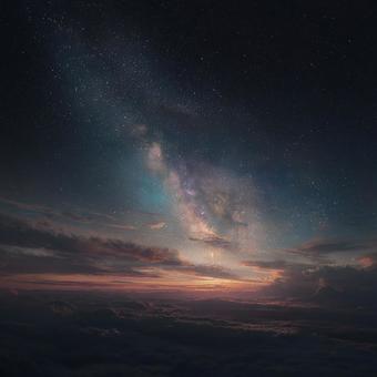 雲海に浮かぶ美しい星空 雲海に浮かぶ美しい星空の写真