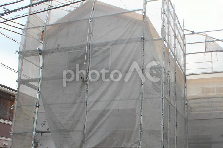 家の建設現場 足場,リフォーム,現場の写真素材