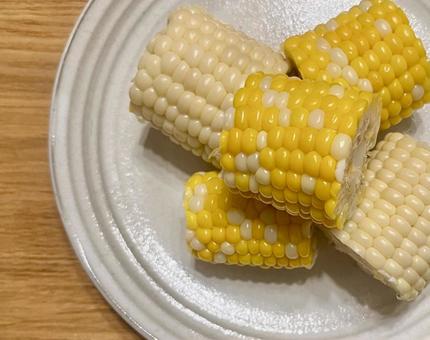 トウモロコシのおやつ とうもろこし,コーン,白いとうもろこしの写真素材