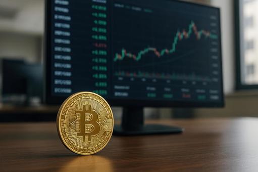 相場画面とビットコイン 相場画面とビットコインの写真
