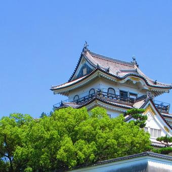 大阪府-岸和田城-天守-近景 大阪府-岸和田城-天守-近景 岸和田城,城,千亀利城の写真素材