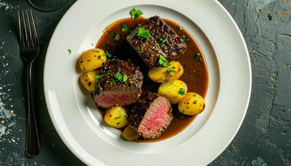 牛ほほ肉の赤ワイン煮込み 牛ほほ肉の赤ワイン煮込みの写真