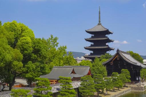 世界遺産 東寺の壮大な五重塔と夏空 世界遺産 東寺の壮大な五重塔と夏空 東寺,五重塔,世界遺産の写真素材