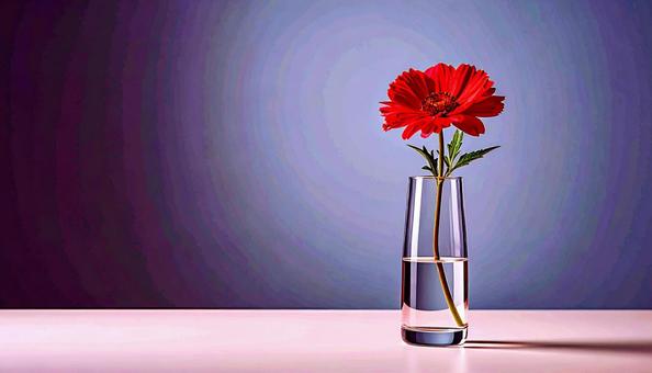赤いガーベラの花、コピースペース 赤いガーベラの花、コピースペースの写真