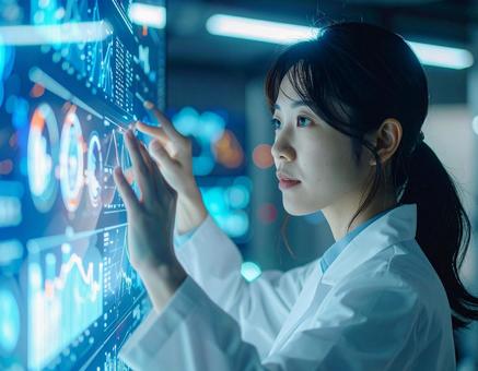 Data scientists working with AI, ai analysis, data scientist, japanese, JPG