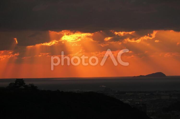 瀬戸の風景 日暮れ,暁,太陽の写真素材