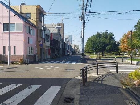 交差点B 交差点,横断歩道,道路の写真素材