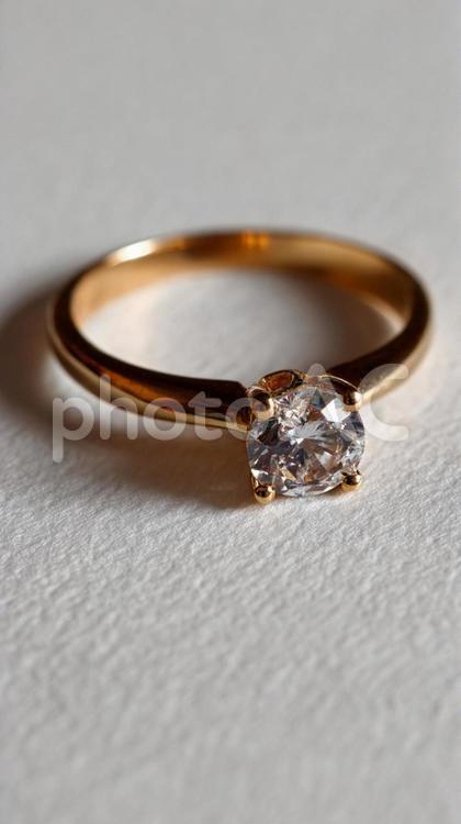 ダイヤの嵌まった金色の指輪 指輪,婚約指輪,ダイヤモンドの写真素材