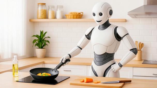 料理をする家事ロボットのイメージ 料理をする家事ロボットのイメージの写真