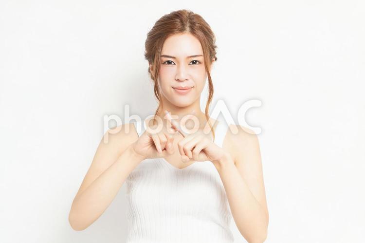 NGのジェスチャーをする若い女性 女性,ビジネス,ダメの写真素材