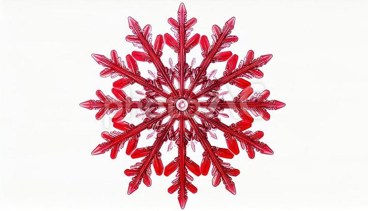 六角形の雪の結晶　赤色　デザイン素材 結晶,雪,冬の写真素材