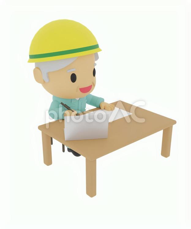 オンラインで勉強や仕事する現場監督 労働者,現場監督,設備士の写真素材