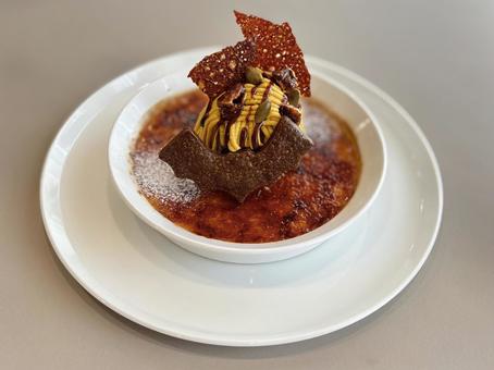 かぼちゃのクレームブリュレ かぼちゃ,パンプキン,モンブランの写真素材