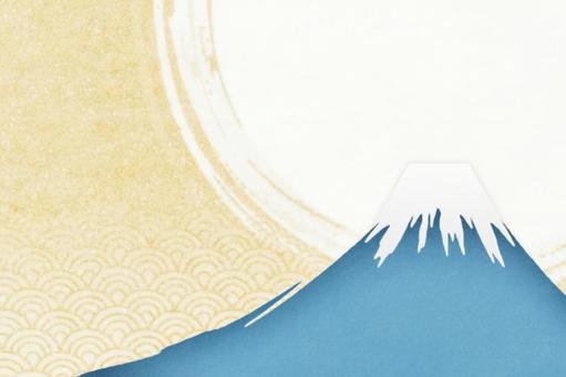 富士山と和柄の背景・年賀状の素材 和紙,年賀状,富士山の写真素材