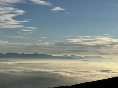 山と雲海 山,雲海,雲の写真素材