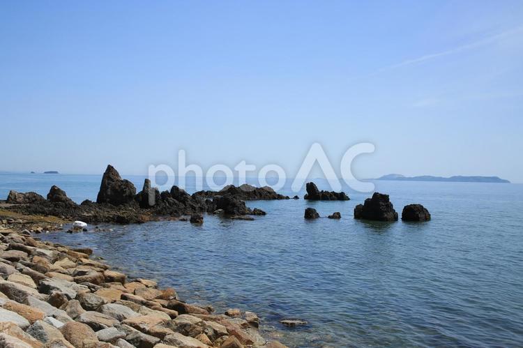 兵庫県赤穂市　大塚海岸のライオン岩 ライオン岩,岩,岩石の写真素材