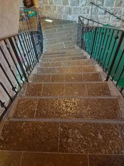 館内の階段 手すり,階段,タイルの写真素材