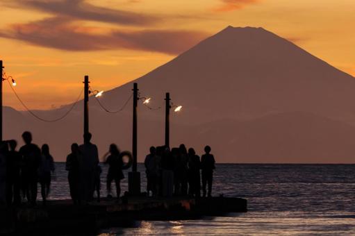 Photo, haruoka pier, pier, sunset sky, 