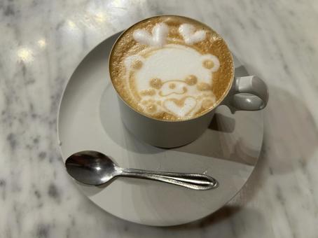 くまのラテアート　カプチーノ カプチーノ,ラテアート,くまの写真素材