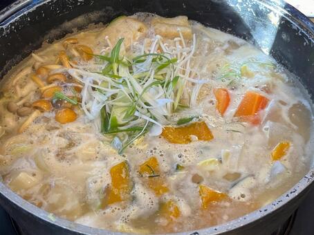 ほうとう鍋 鍋,ほうとう,かぼちゃの写真素材