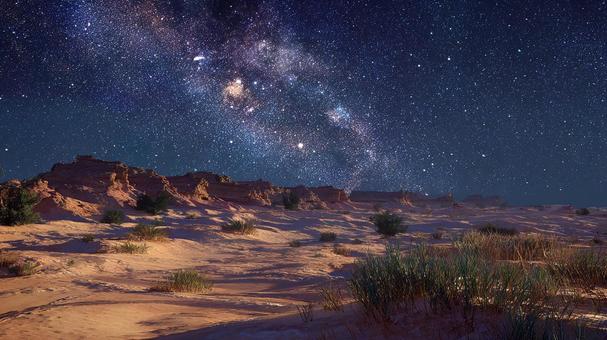 夜空にきらめく銀河:宇宙を感じる荒野 夜空にきらめく銀河:宇宙を感じる荒野の写真