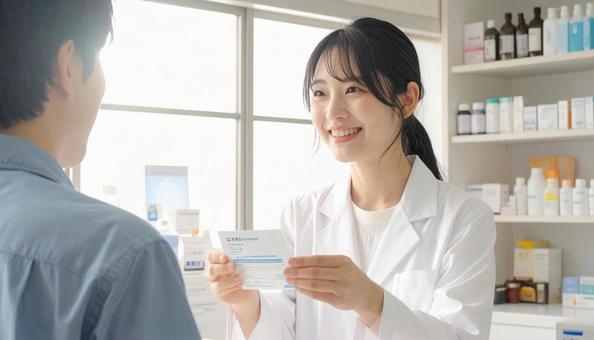 笑顔で働く薬剤師 笑顔で働く薬剤師の写真