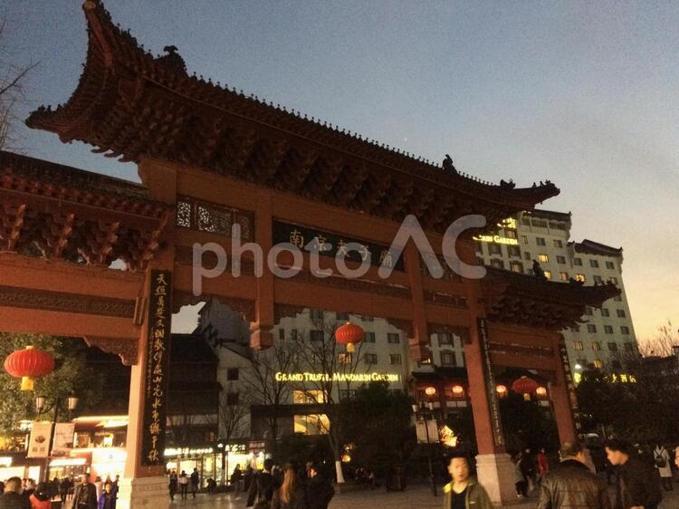 中国南京の夫子廟 旅,人,通りの写真素材